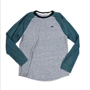 Hollister Men’s Long Sleeve Baseball Jersey Knit Shirt Size Medium Green